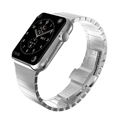 KADES Solid Stainless Steel iWatch Band Link Bracelet for 38mm Apple Watch Series 1/2/3 all versions (1st Generation, Silver)