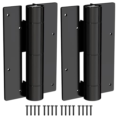 SANKEYTEW 2 Pack Self Closing Hinge 5-3/4" Matte Black Auto Close Door Hinges，Adjustable Commercial Grade Auto Self-Closing，Aluminum Gate Hinges for Metal Gates