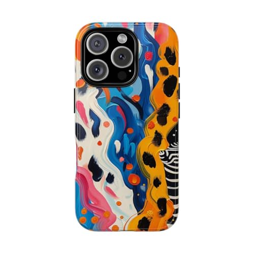 Coque iPhone 16 Pro motif zèbre multicolore brillant protection rigide
