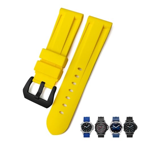 Bracelet montre caoutchouc anti-sueur 24mm camouflage jaune pour Submersible