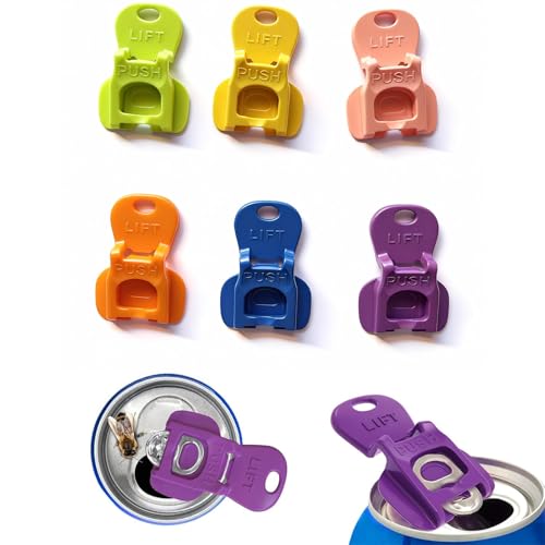ChefktCove 6 PCS Colorful One-Hand Soda Can Opener with Leak-Proof