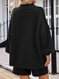 Saodimallsu Sweter damski z golfem, oversize, rękawy nietoperza, czarny, M