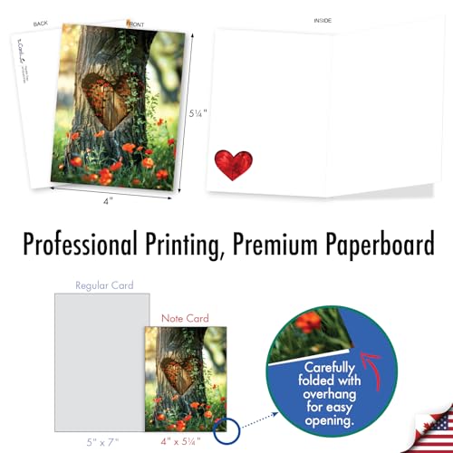 Image of The Best Card Company 20 Assorted Blank Notecards Box Set 4 x 5.12 Inch with Envelopes (10 Designs, 2 Each) Heartful Trees AM10542OCB-B2x10