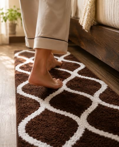 Image of Anti Skid Bedside Runner Carpet | Mat for Bedroom, Living Room, Floor and Home Decor (Brown, 2x4)