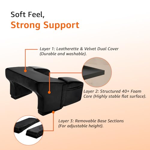 Image of amazon basics Lap Desk Pillow with Adjustable Height & Soft Armrest | Laptop Support for Work from Home, Reading & Gaming | Comfortable Use on Bed, Sofa & Floor | Black