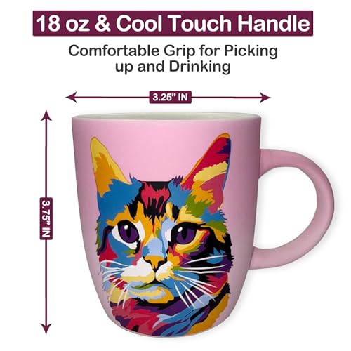 Taza de cerámica rosa para amantes de gatos 18 oz miniatura 2