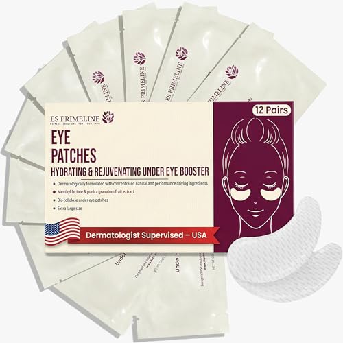 Dermatologist Tested Hyaluronic Acid Anti-Aging Under Eye Patches–Breathable Eye Masks with Botanical Extracts for Puffiness, Dark Circles, Fine Lines & Wrinkles, Hydrating & Cool Firming | 12Pairs