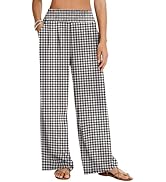  Palazzo Pants for Women Casual Wide Leg Flowy Pants Beach Vacation Clothes Elastic Waist Bo...