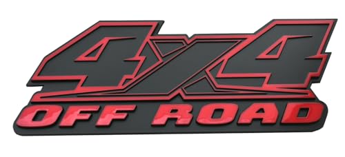 Image of 1Pc 4X4 Off Road Emblems Decal Stickers Auto Decoration Accessories 3D Badge Replacemen for F-150 F-250 F-350 Tacoma Tundra Ram Silverado Truck Pickup (Red Black)