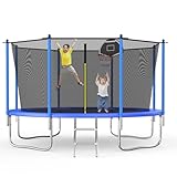 Tranpoline with Safety Enclosure Net,Tranpolines with Basketball Hoop,Outdoor Tranpoline and Tranpolines for Kids and Adults for Backyard Park-ASTM Approved