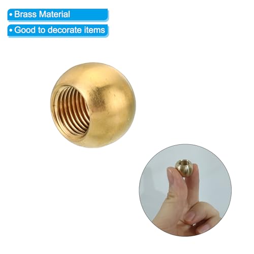 Image of PATIKIL M10x1 16mm Thread Lamp Finials Cap Knob, 5 Pack Brass Ball Lamp Decoration Screw Caps for Furniture Lighting Lamps
