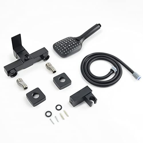 Mitigeur douche anti-calcaire noir robinet mural avec douchette incluse - 6