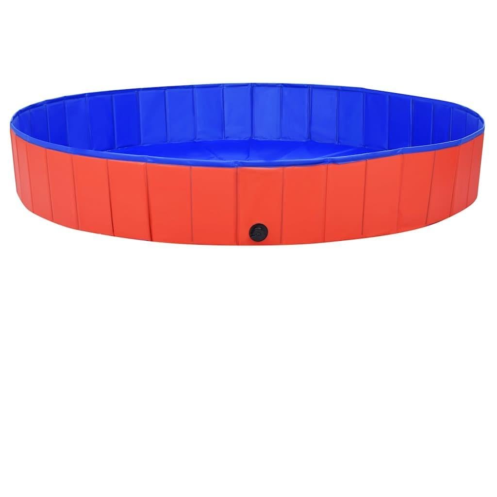 Hundepool Faltbar Rot 200x30 cm PVC strapazierfähiges Planschbecken rutschfest für Innen Außen ideal zum Abkühlen und Spielen Haustier Zubehör Sommer