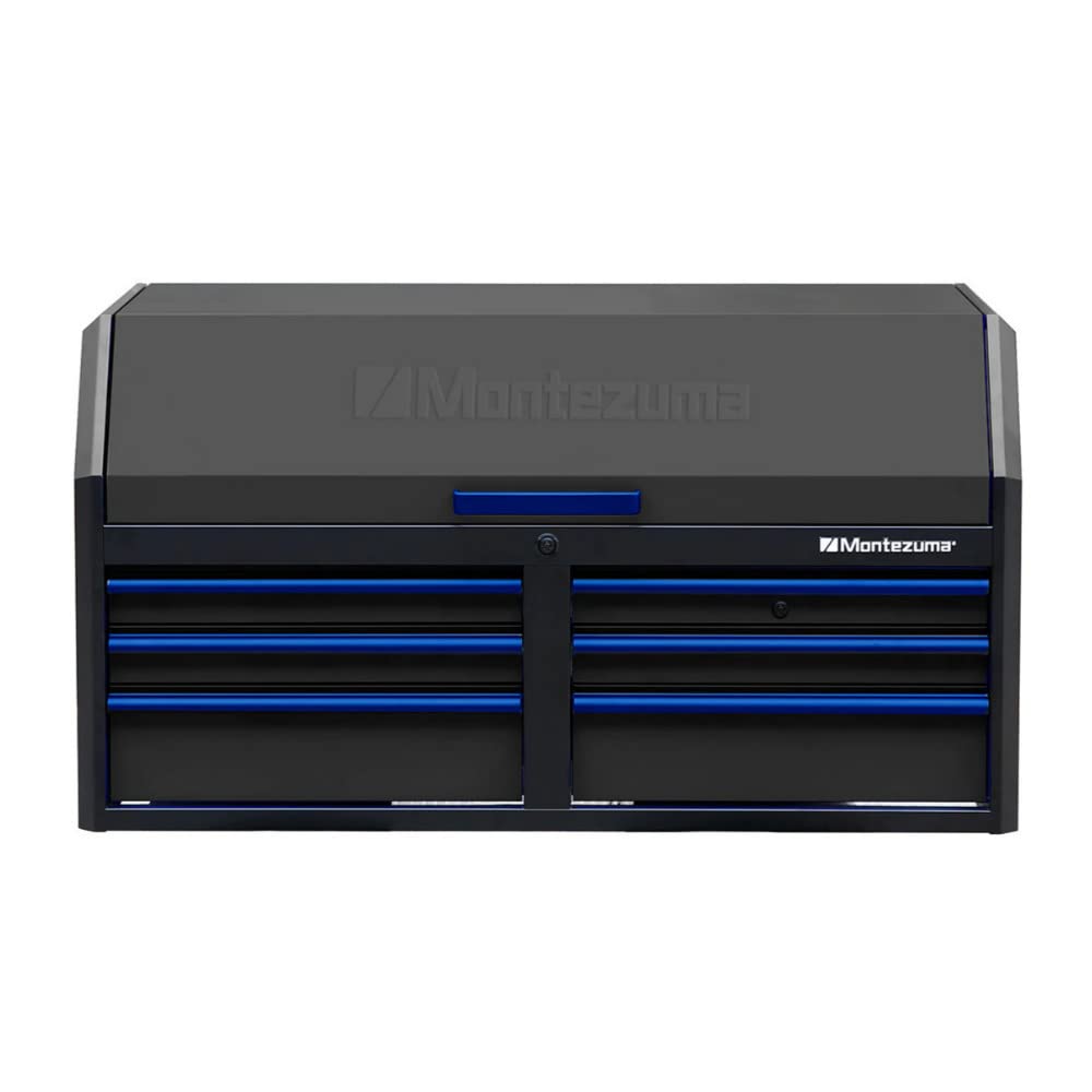 Montezuma Tool Box - 56" x 24" 6 Drawer Tool Chest with multiple Power Outlets & Black Powder Coat Finish - M562406CH