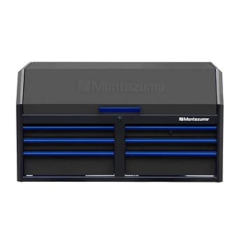 Montezuma Tool Box - 56" x 24" 6 Drawer Tool Chest with multiple Power Outlets & Black Powder Coat Finish - M562406CH