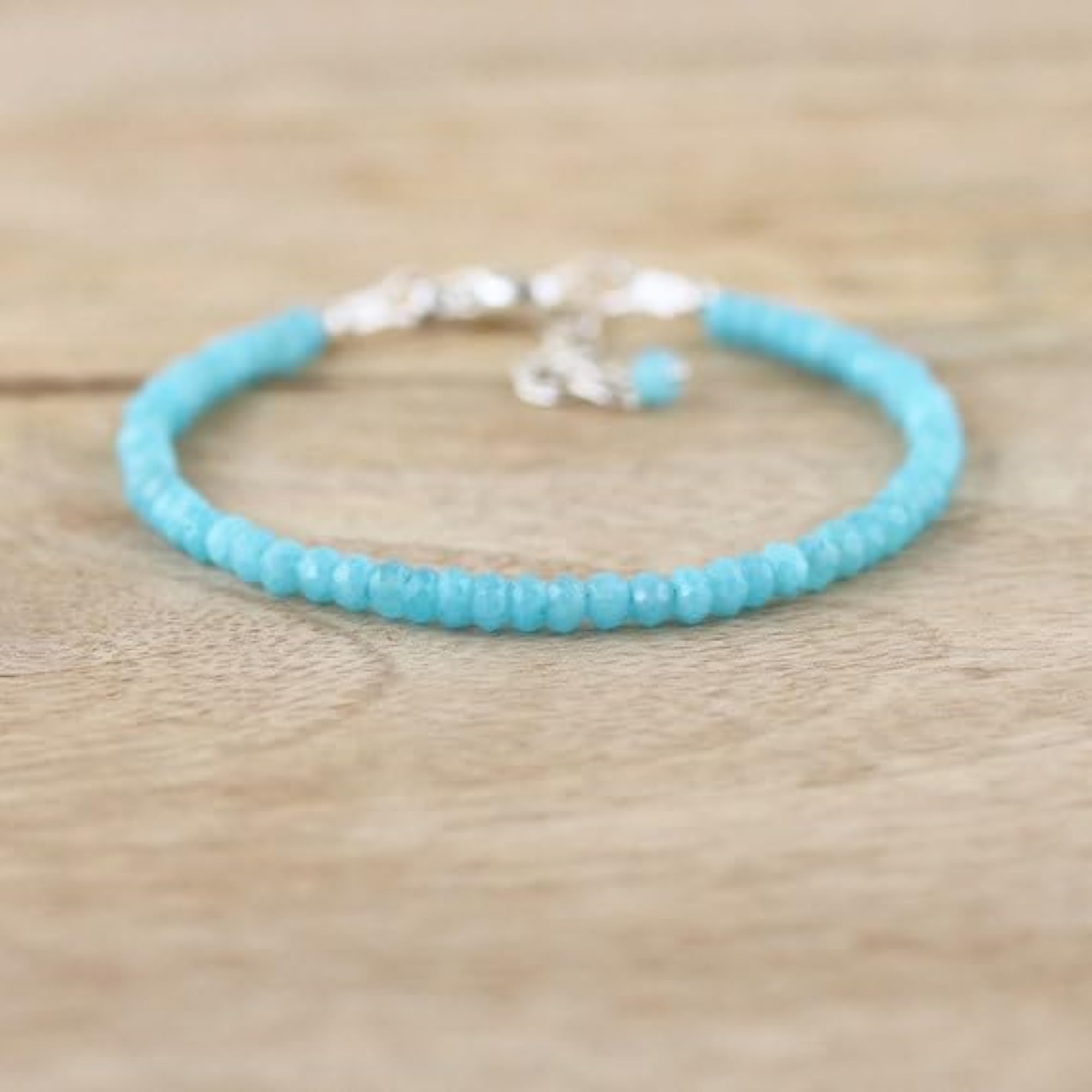 Amazonite Rondelle Beaded Bracelet, Adjustable for Men & Women