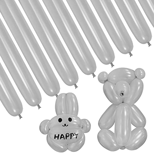 100 globos largos plateados para modelar, globos plateados de animales retorcidos 260Q, globo mágico para cumpleaños, boda, aniversario, fiesta, decoración