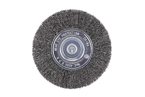 Image of Century Drill & Tool 76441 4 inch Durable Coarse Crimped Radial Wire Brush, 1 /4 inch Drill Shank, 4,500 RPM - Ideal for Rust /Paint Removal, Deburring, & More