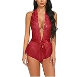 ❤Das Nachthemd-Design: Satiniertes Material, glatt und bequem, nicht klebrig. Tiefes V-Ausschnitt- und Mesh-Design machen Sie sehr sexy. Gelegenheit: Nachthemd, Nachtwäsche, Hochzeit, Flitterwochen, Valentinstag, Urlaub, Festlich, Romantischer Abend usw.