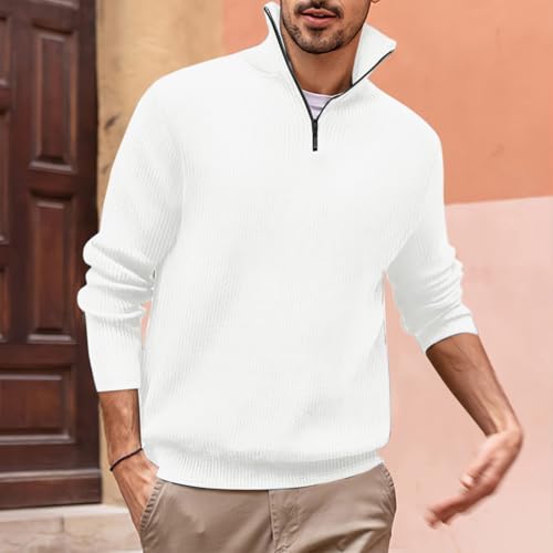 Mens Quarter Zip Pullover Sweater Turtleneck Casual Knit Long Sleeve Sweaters for Men Fashion Fall Winter2