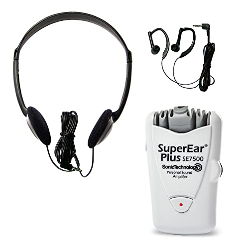 Superear Plus Se7500 Personal Sound Amplifier (Psap), Pocket Sound Amplifier, Headphones & Discreet Earbuds W/Auto Shut Off & Case, On/Off Volume Control For Adults, Audiologists, Seniors #TOP29