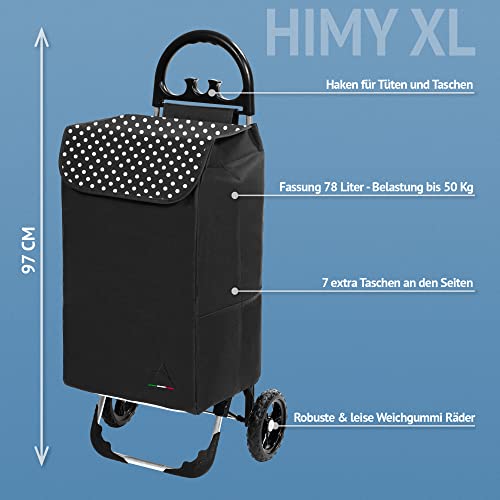 Einkaufstrolley XL Himy in schwarz mit 78L - großer & Stabiler Einkaufsroller Trolley bis 50kg belastbar inkl. 7… – Bild 3