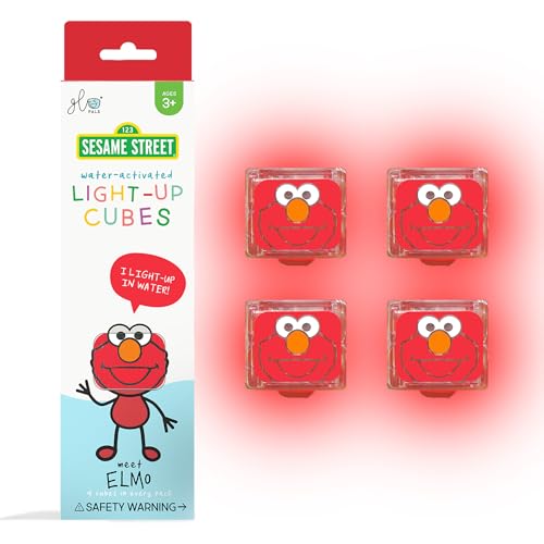 Image of Glo Pals x Sesame Street Water-Activated Light-Up Cubes for Sensory Play (Elmo - Cubes Only) - Easter Basket Stuffers for Kids | Sensory Easter Toys