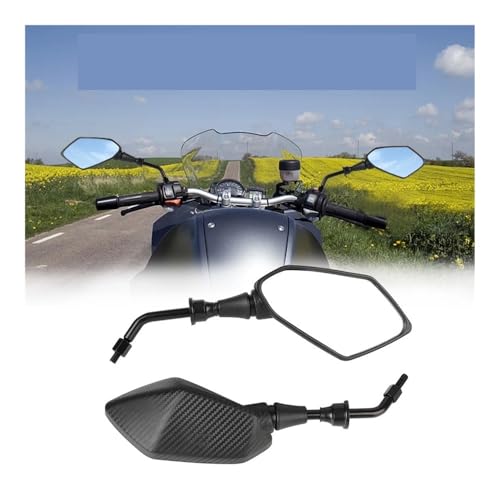 Rétroviseurs de moto réglables aspect carbone pour guidon de vélo de route et quad ATV - 2