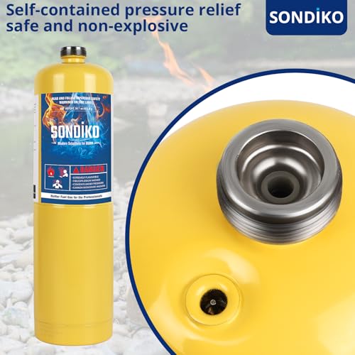 Image of Sondiko Propane Torch with Pre-Filled Cylinder, Powerful Propane Torch Head L8010, Sous Vide, Adjustable Campfire Starter with Standard Propane Fuel Cylinder for Searing Steak, BBQ, Welding