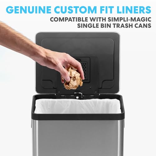 Image of Simpli-Magic 13 Gallon Drawstring Trash Bags, Code B, 120 Pack - Tall Kitchen Garbage Bags, Custom Made with Premium Materials (White)