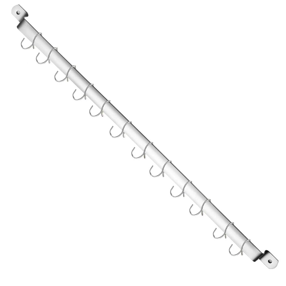 Dengofng Wall Mounted Aerospace Aluminum Kitchen Utensil Rail Rack Pot Lid Holder With S Hooks - For Hold Towel, Clothes, Kitchen Tool, Cookware, Utensil, Pots And Pans 4hooks/5hoks/6hooks Optional