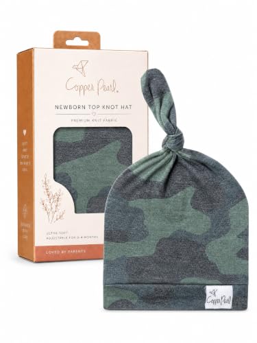 Image of Baby Beanie Hat Top Knot Stretchy Soft inchHunter inch by Copper Pearl