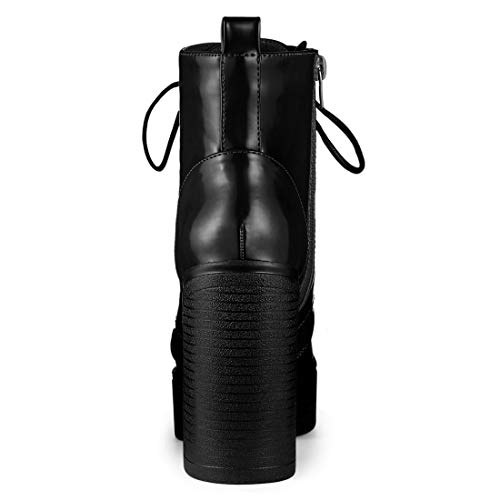Allegra K Women's Platform Chunky High Heel Lace Up Combat Boots4