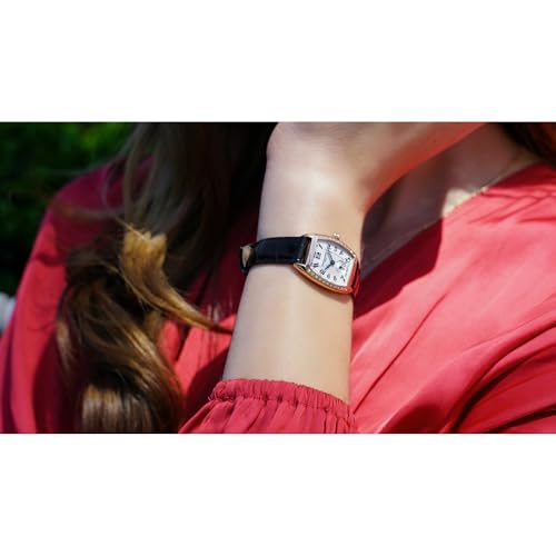 Fredrique Constant Ladies Classic Quartz Diamond Accent Rose Gold Plated Case Watch and Black Leather Strap, Mother of Pearl Dial Style: FC-235APWUS1T2D243