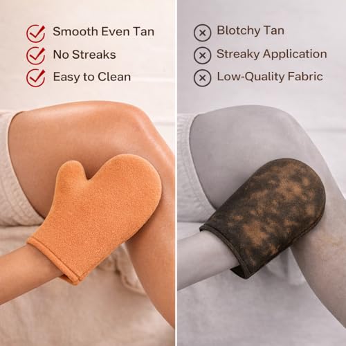 Image of Self Tanner Mitt, Self Tanning Mitt Applicator, Sunning Tanning Gloves for Self Tan Lotion, Tan Applicator Set, Streak-Free Smooth Even Finish, Self Tanner Mitt for Mousse Spray, 2 Pack