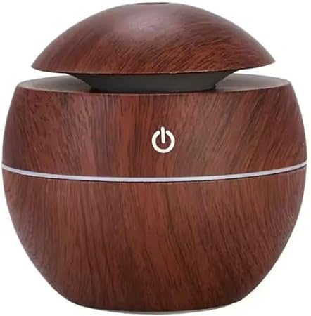 Umidificador de Ar Ultrassônico 200ml Usb Difusor de Aroma Elétrico Aromatizador Purificador até 6H Madeira Led com 7 Cores Portátil Silencioso (Madeira Escuro)