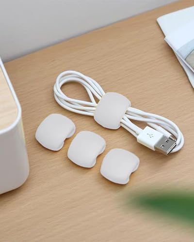 Cable Organizer Clips 20PCS for Data Cables,Earphones,and Charging Cords Simple Multi-Functional Wire Management White BLC802-02