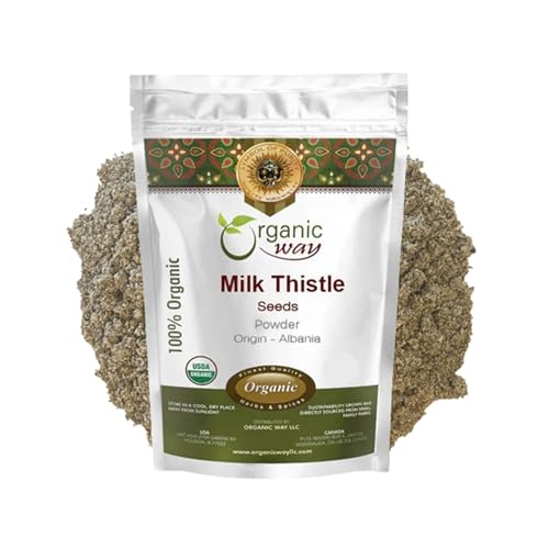 Organic Way Milk Thistle Seeds Powder (Silybum Marianum) - Herbal Tea | European Wild-Harvest | Organic & Kosher Certified | Non GMO & Gluten Free | USDA Certified | Origin - Albania 2 Oz (Pack of 1)