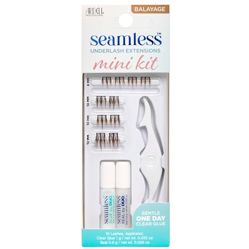 Ardell Seamless Underlash Extensions Mini Eyelash Kit, Balayage Lash Extension Kit, includes Duo Glue & Seal & Applicator Tool, Customisable Eyelashes, 10 Cluster Lashes
