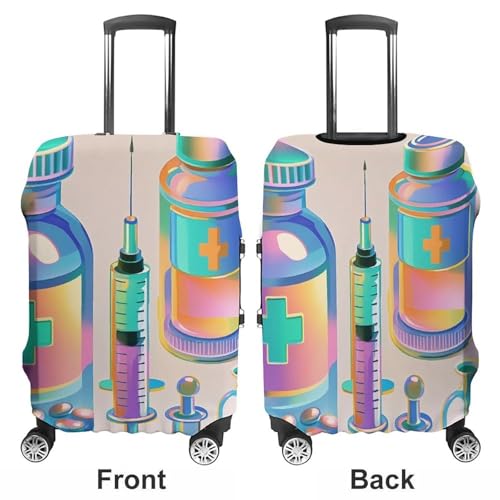 Luggage Covers Anti-Scratch Suitcase Cover Gradient Medical Items Pattern Washable Elastic Suitcase Protector Travel Luggage Protector Covers Carry On Luggages Cover L (26-28 inches)3