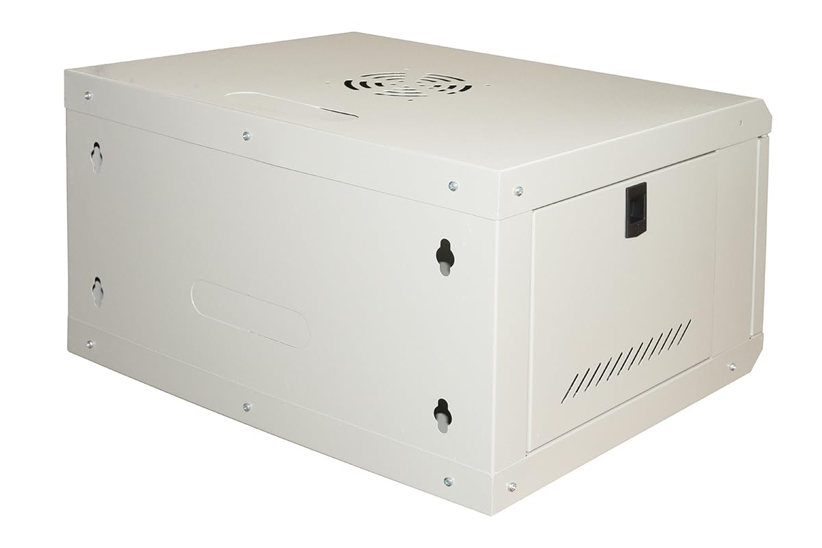 LINK LK1906UL Armario Rack 19" Serie Light con Puerta Cristal Templado y Cierre con Llave Color Gris Dimensiones 53x40x30 cm Estante Incluido Capacidad 6U para instalación en Pared 1 Unidad