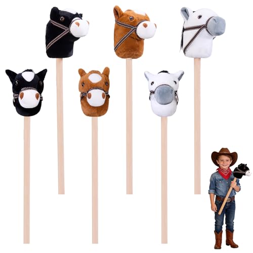 SZBAOLYZ 6-Piece Detachable Stick Horse Hobby Horse Plush Toy Kid-Safe Horse on a Stick for Party/Home/Store Decor & Play Easy Assembly