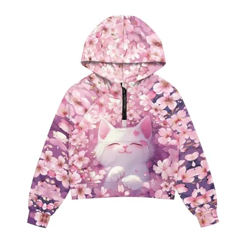 Sweat à capuche filles graphique 3D finitions soignées pull court automne - 5