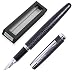 Produktbild ONLINE Füllhalter Eleganza / Metall / Leather Style Schwarz / Federstärke M / Metallclip / inkl. Tintenpatrone Schreibfarbe Blau / Füller für Standard-Tintenpatronen inkl. Geschenkverpackung