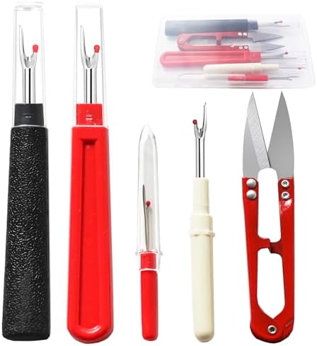 Seam Ripper, 5 PCS Seam Ripper Kit Stitch Ripper Seam Cutter with Thread Snips, Basic Stitch Remover Tool by Janifay