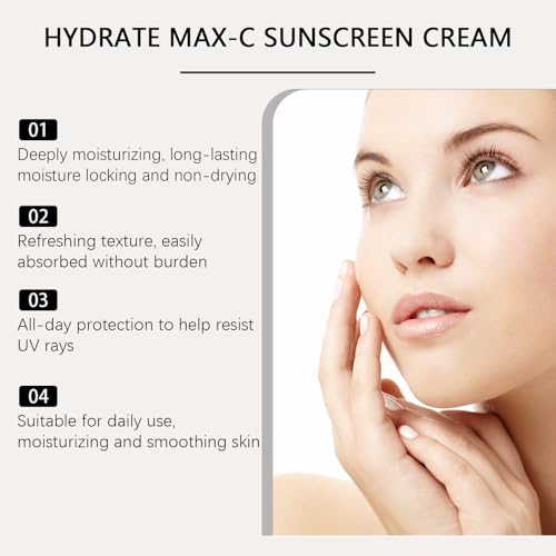 Viareline Hydrate MAX-C Sunscreen Cream SPF 50 PA+++ | Extra Moisturizing & Glow | For Dry & Normal Skin | 2.12 oz