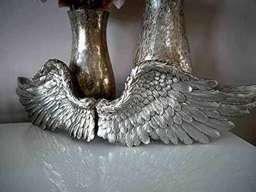 Marco Paul Angel Wings, Vintage Victorian White or Silver Classical Shabby Chic Angel Wings, Wall Sculptures Ornament, Unique Decoration Wall Sculpture (Large Silver)