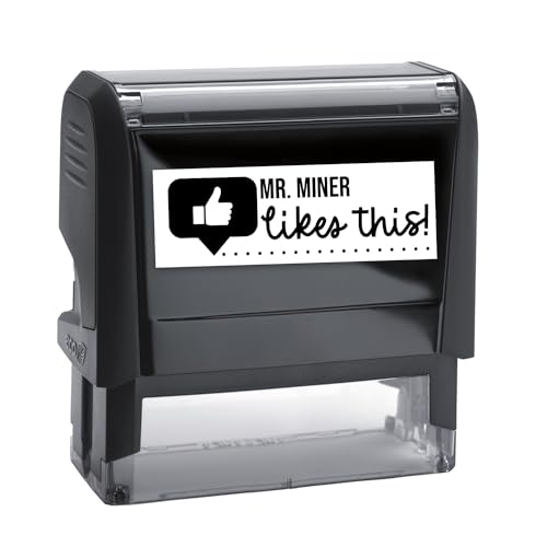 Likes This Emoji Custom Teacher Stamp/Self Inking Student Work Stamper/Personalized Thumbs Up Black Imprint/Homework and Worksheet Stamp/Made in USA