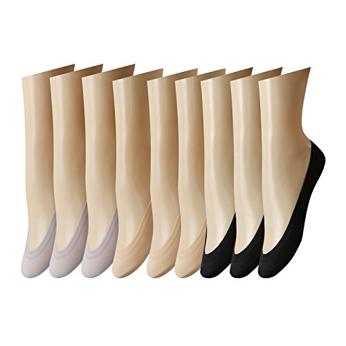 Caudblor 9 Pares Calcetines Invisibles Mujer Antideslizante Calcetines Cortos 33-36/36-39, MIX-L