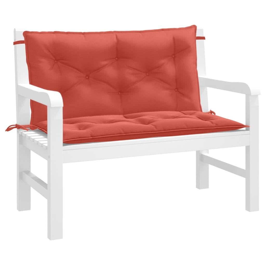 Coussin de banc de jardin en tissu polyester rouge chiné 100 cm de longueur haute densité